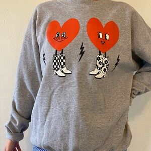 Light Heather Gray Crewneck Sweater with heart design